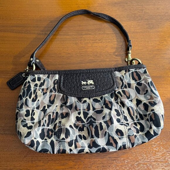 Coach Madison Top Handle Wristlet Pouch In Ocelot - Vintage - EUC - Picture 1 of 12